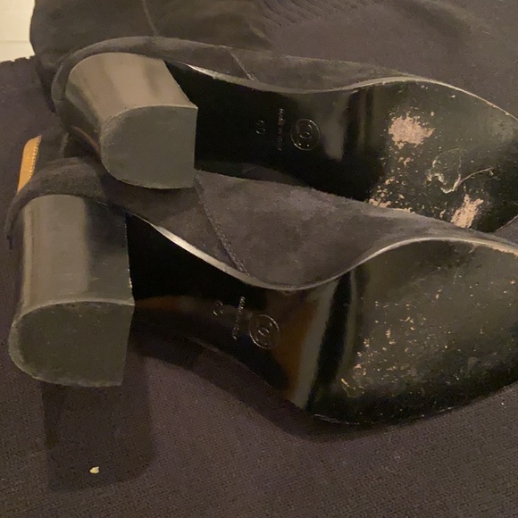 Authentic Chanel black suede fold over booties block heel boots shoes size 40 - Picture 12 of 15